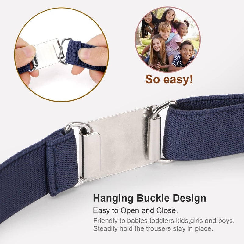 Jas. Good Kids Toddler Belt Elastic Stretch Adjustable Belt for Boys and Girls with Silver Square Buckle 2 Pack - Image 2